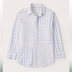 A&F oversized poplin spliced shirt NWT